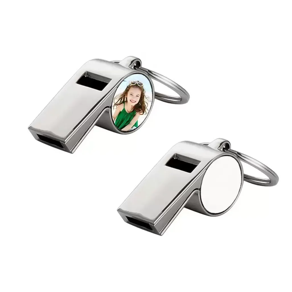 

Sublimation Blank Whistle Keychain Favor Zinc Alloy DIY Name Keyring Double-sided Heat Transfer Coating Pendant