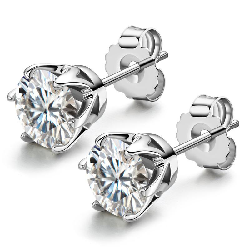 

Stud DJMAX Real 0.5/1 Carat D Color Moissanite Earrings For Women 100% 925 Sterling Silver Sparkling Wedding Party Fine Jewelry, Golden;silver
