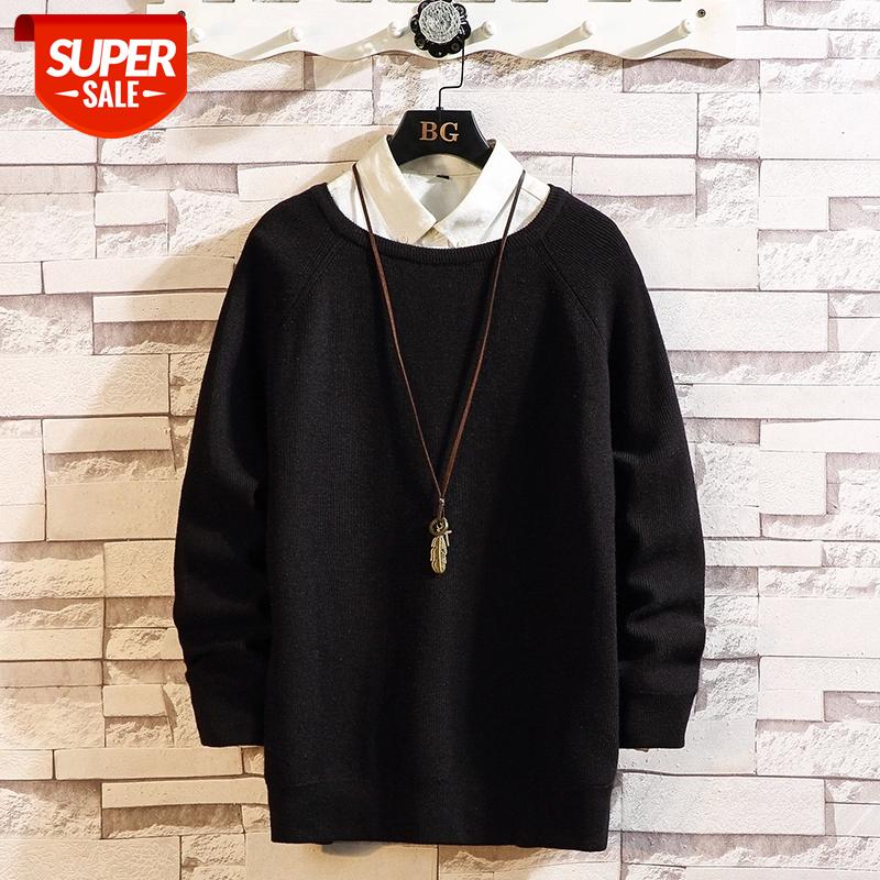 

Black Christmas Knitted Long Sleeves Men'S Sweaters Winter Clothes 2020 Japanese Style Casual Designer Oversize Pullovers #052R, White;black