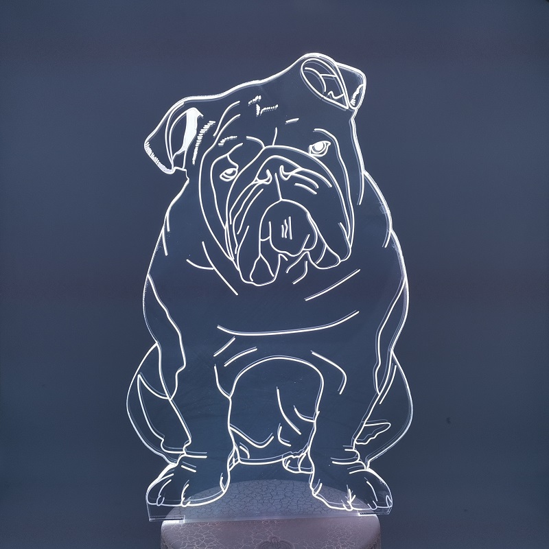 

3D Creative Bristish Bulldog Night Lights Indoor lamp Acrylic Crack Base With Remote / Touch Control Colorful For Bedroom Livingroom