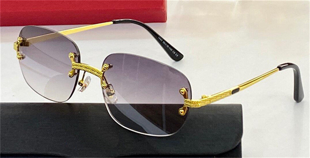 

New fashion design sunglasses 1442 square frameless frame light and comfortable popular style UV400 protective glasses top quality, White;black