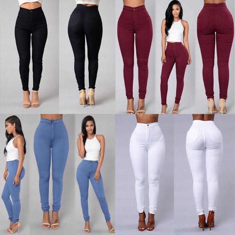 

2020 Hot Selling Women's Jeans Tights High Waist Stretch Jeans Slim Pencil Pants S-XXL, Blue