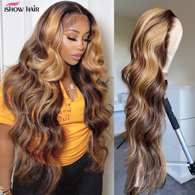 

Ishow 14-40inch Long Transparent Human Hair Wigs Highlight 13x4 13x6 5x5 4x4 Lace Front Wig Straight Kinky Curly Water Loose Deep Body Wave Headband Wig Bangs for Women, Headband none lace wig