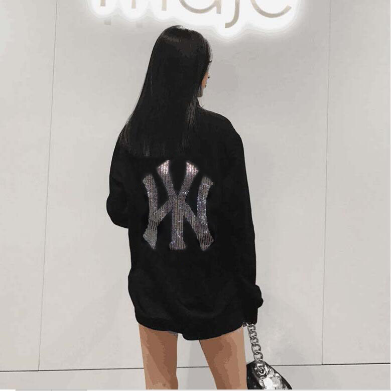 

2021 New Women Rhinestone Style Sweatershirt o Neck Long Sleeve Hoodies Top Business Girls Big Size 8htu, Black