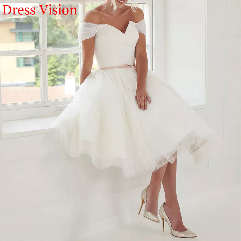 

2021 Lace Short Wedding Off the Shoulder Vestido Novia Marie Robe De Soiree Bride to Be 27mu, Same as image