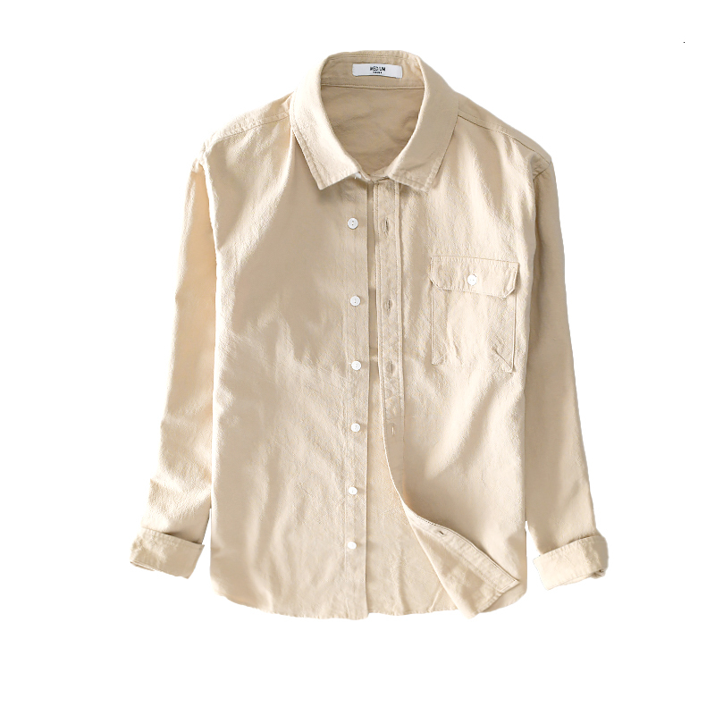 

2021 New Novo Estilo Manga Comprida Marca De Algodo Masculina Casual Moda Camisas Para Slido Confortvel Camisa Dos Homens Swly, Khaki