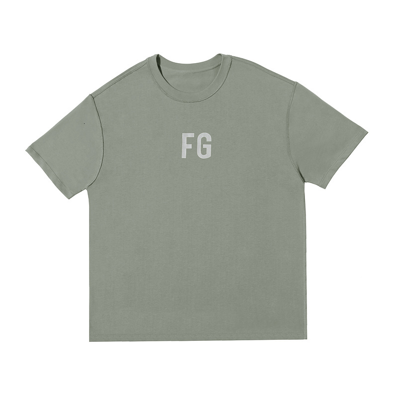 

2021 New Best Quality 1-1 Six Sets Olive Green Fog Men's for Women Oversized Hip Hop Fg Reflector 100% Cotton T-shirt Rqkc, Green arrow
