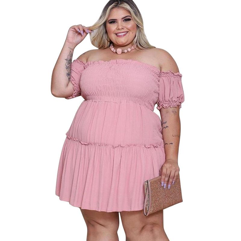 

Plus Size Dresses Elegant Pink Blue Puff Sleeve Dress 4xl Women Big Oversized Vestidos De Fiesta Talla Grande