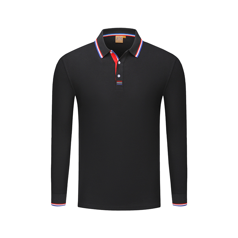 

New hot selling mens womens T-shirt leisure long sleeve polo shirt business breathable comfortable top, White;black