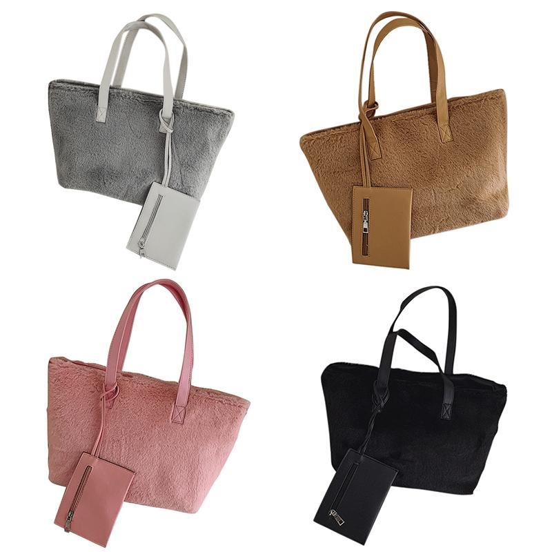 

Evening Bags Fashion Lamb Wool Women's Shoulder Bag Leisure Travel Large Capacity Messenger Winter Plush Tote Handbag, Pink