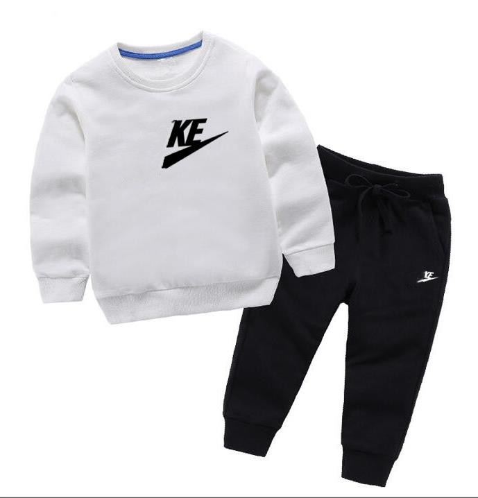 

Brand Luxury Designer Baby Autumn Clothes Set Kids Boy Girl Long Sleeve Hoodie and Pants 2Pcs Suits Fashion Tracksuits Outfits, White