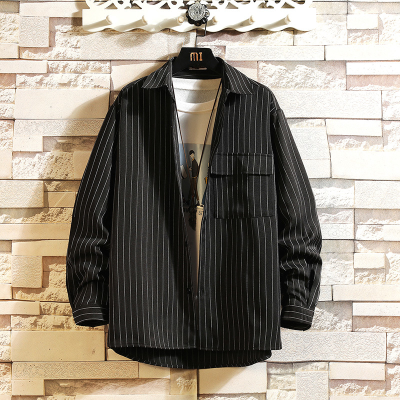 

2021 Casual Brand Striped Men Shirts Long Sleeves Black White New Spring Autumn Plus Oversize M-5xl Wrwa, C20 3