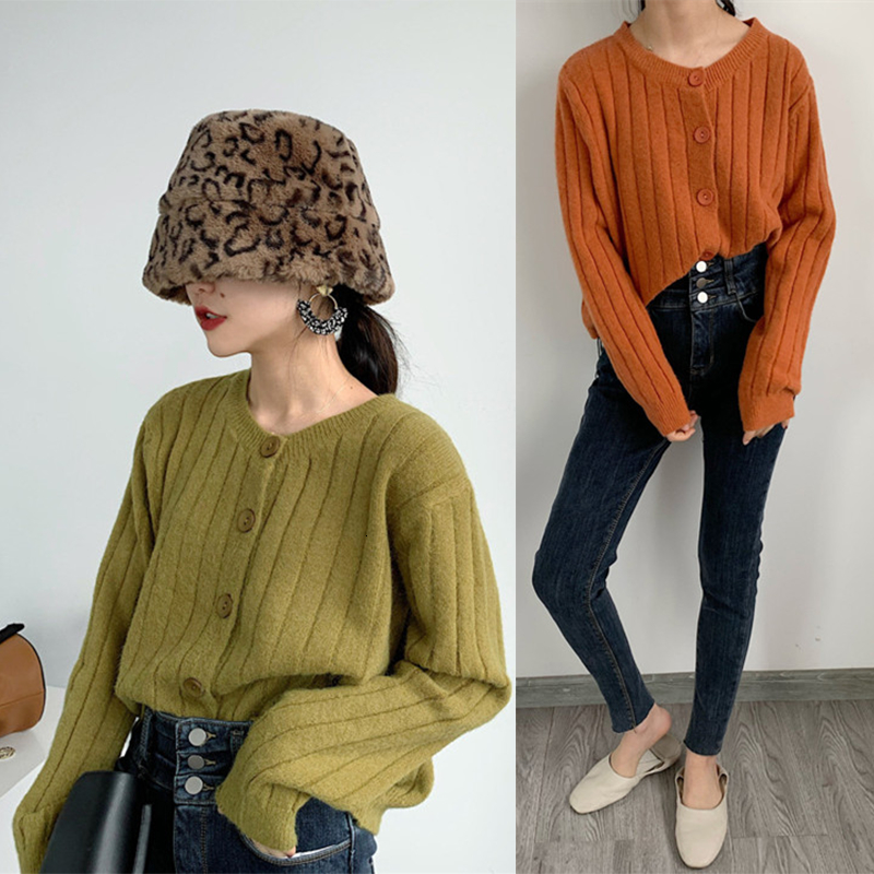 

2021 Autumn Cardigan Long Sleeve Women New Korean Trend Fashion Single Breasted Knitted Sweater Coat Sweet Girls Clothes 3wxk, White