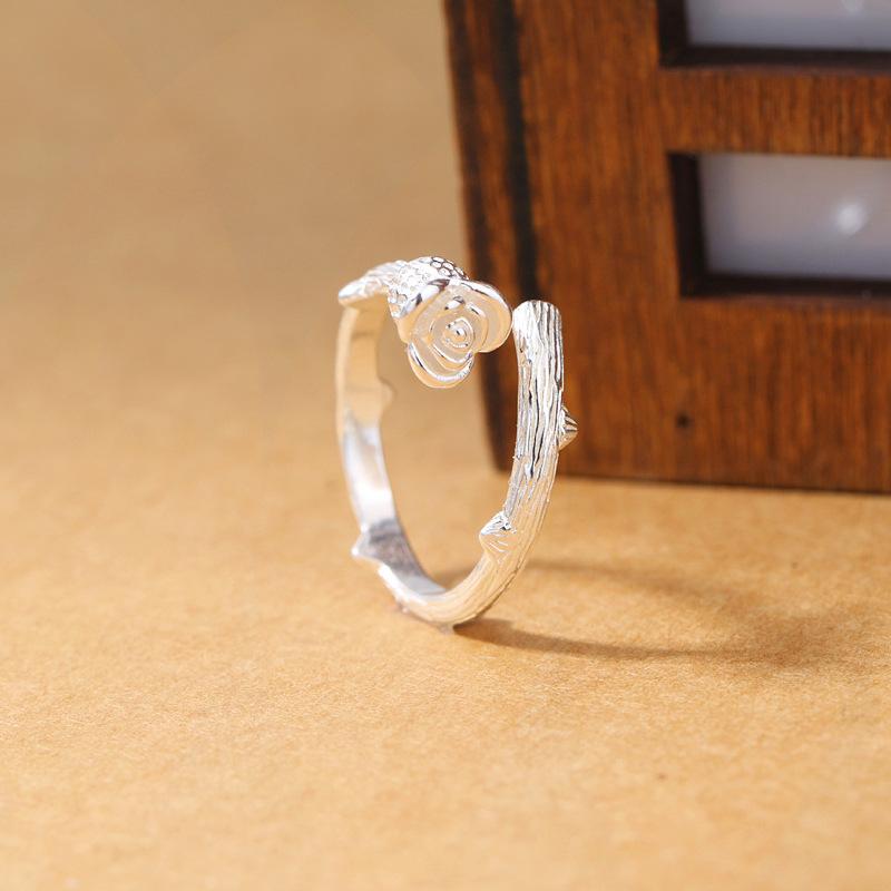 

Cluster Rings Bohemian Vintage 925 Sterling Silver Flower For Women Wedding Jewelry Adjustable Antique