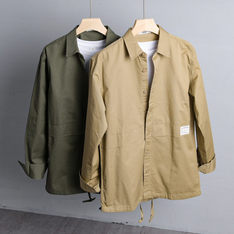 

2021 New Arrival Long-sleeved Brand Jacket Casual Solid Jackets for Men Pure Cotton Comfortable Shirt Mens Chemise Jaqueta Eo06, Green