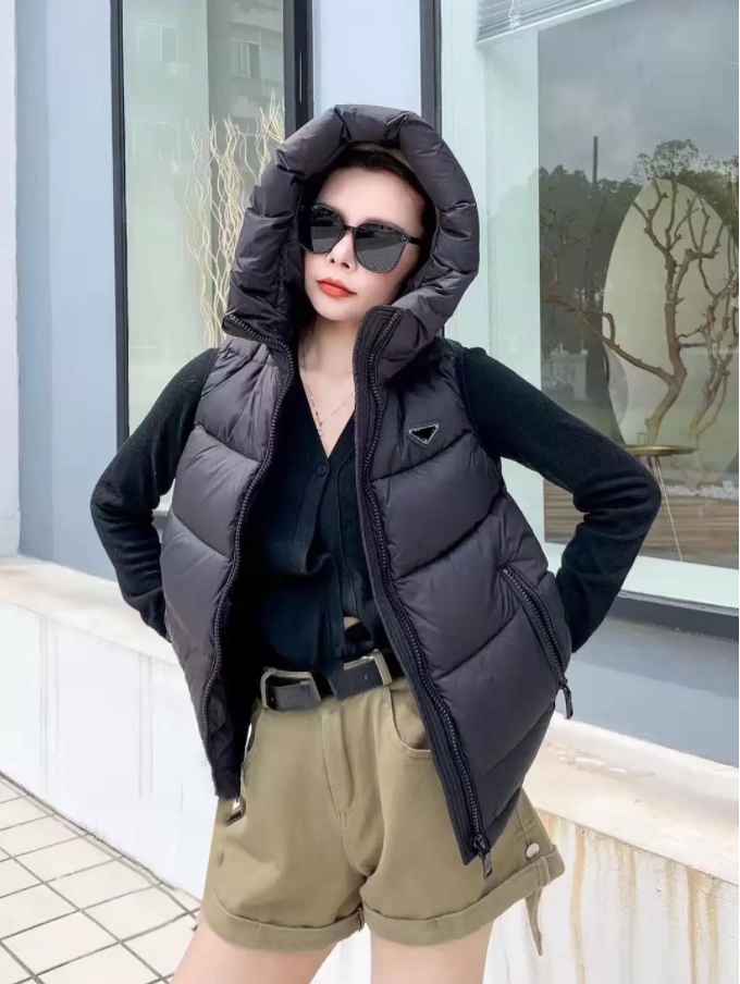 

Women Fashion Vests Down Parkas Jacket Autumn Winter Warm Thick Coats For Lady Slim Style Jackets Hooded Sleeveless Windbreaker 3 Options Size -L