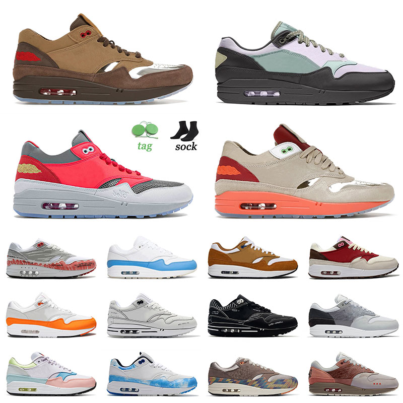 

High Quality 2021 Arrival Max 1 87 Cushion Running Shoes Mens Women Clot Kiss Of Death Solar Red London Amsterdam Schematic Trainers Sneakers 36-45, D8 40-45 evergreen aura