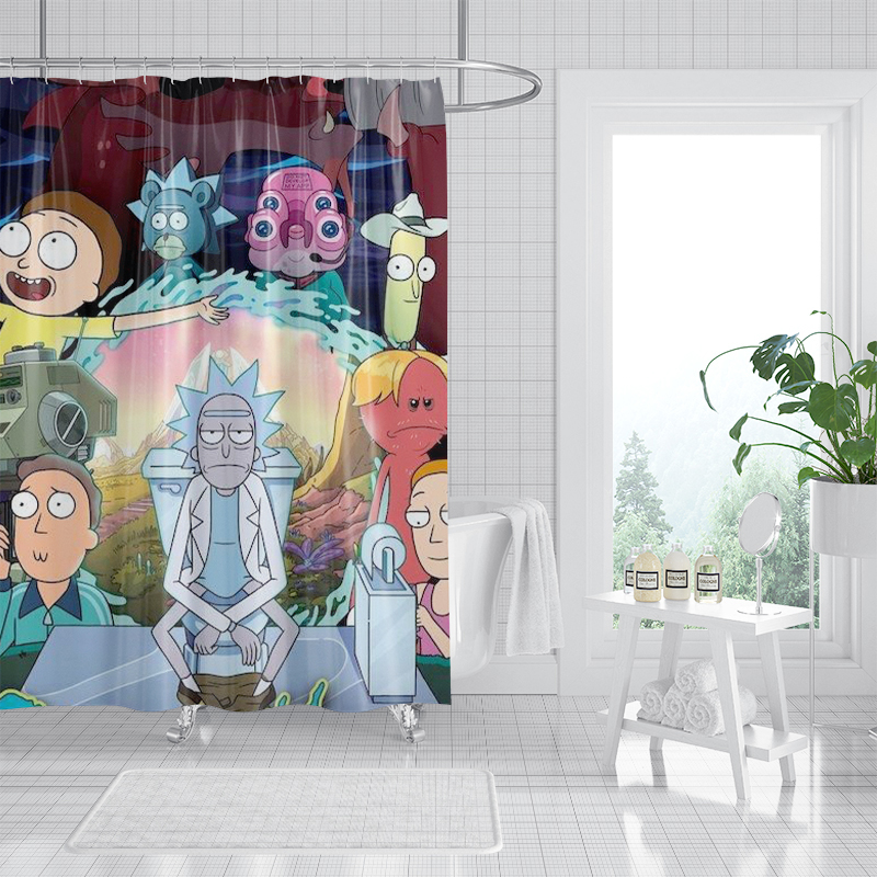 

toilet cartoon character pattern 3d printing shower curtain waterproof, antifouling, durable and fine workmanship