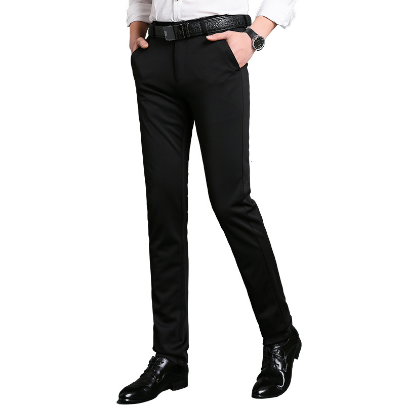 

2021 Spring Autumn New Suits Free Stretch Elastic Business Casual Small Mens Slim Trousers Pants Jt59, Black