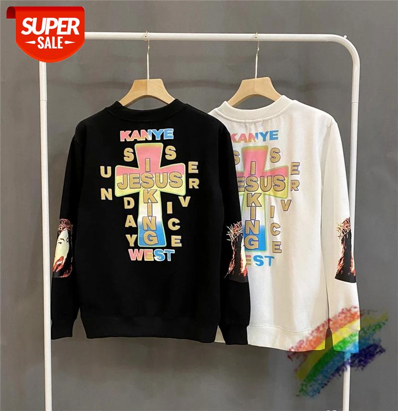 

JESUS IS KING Crewneck Men Women Sweatshirts Sunday Service JESUS IS KING Hoodie Kanye West Hoodies #Rg8v, Black