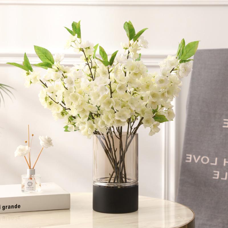 

Decorative Flowers & Wreaths 5Pcs Simulation Peach Blossom Silk Artificial Home Decoration Pography Props Fake Vase, White