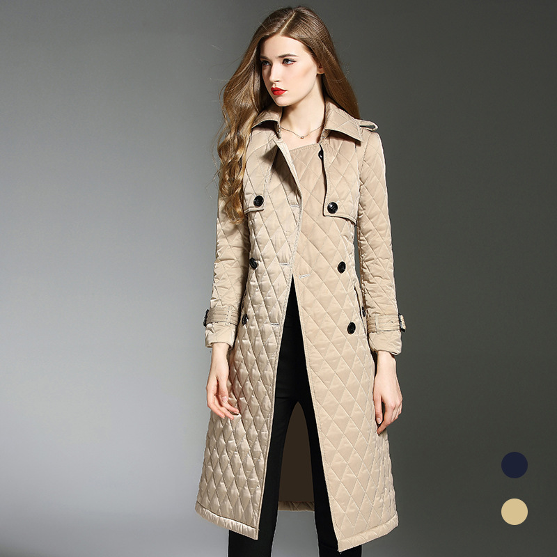 

2021 New Autumn Vintage Long Coat Female Parkas Winter Slim Jacket Cotton Parka Women Pp063 N8ny, Black