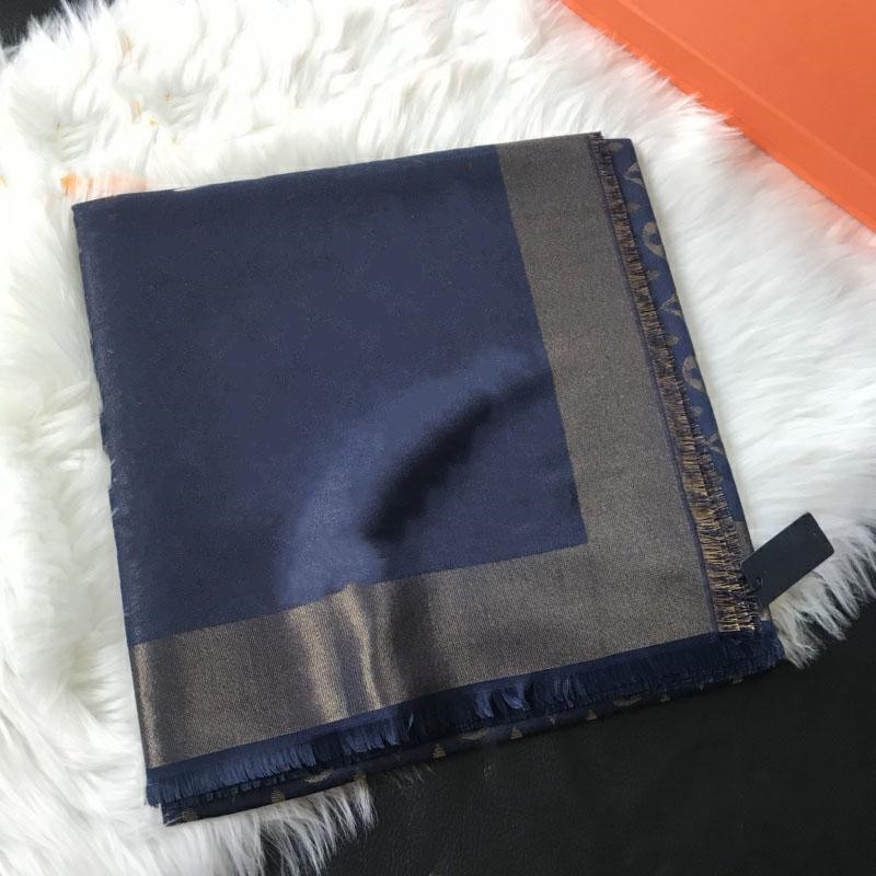 

Wholesale brand designer flash gold thread wool silk textile scarf brands women's square triangle scarf 140*140cm no box