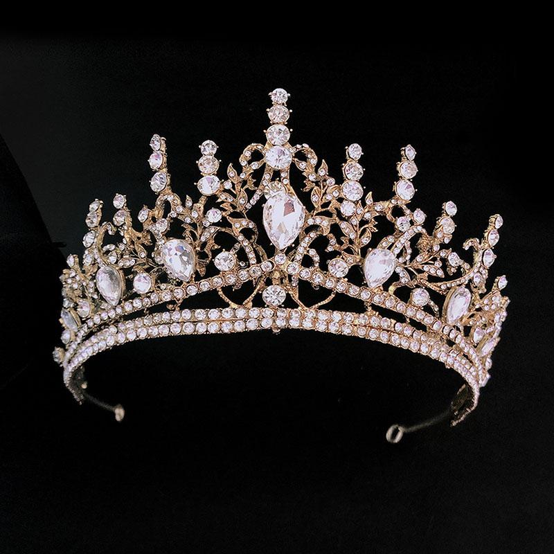 

Hair Clips & Barrettes FORSEVEN Luxury Handmade Rhinestone Crown Gold Color Tiara Women Headdress Fashion Headband Bride Headpeice Accessory