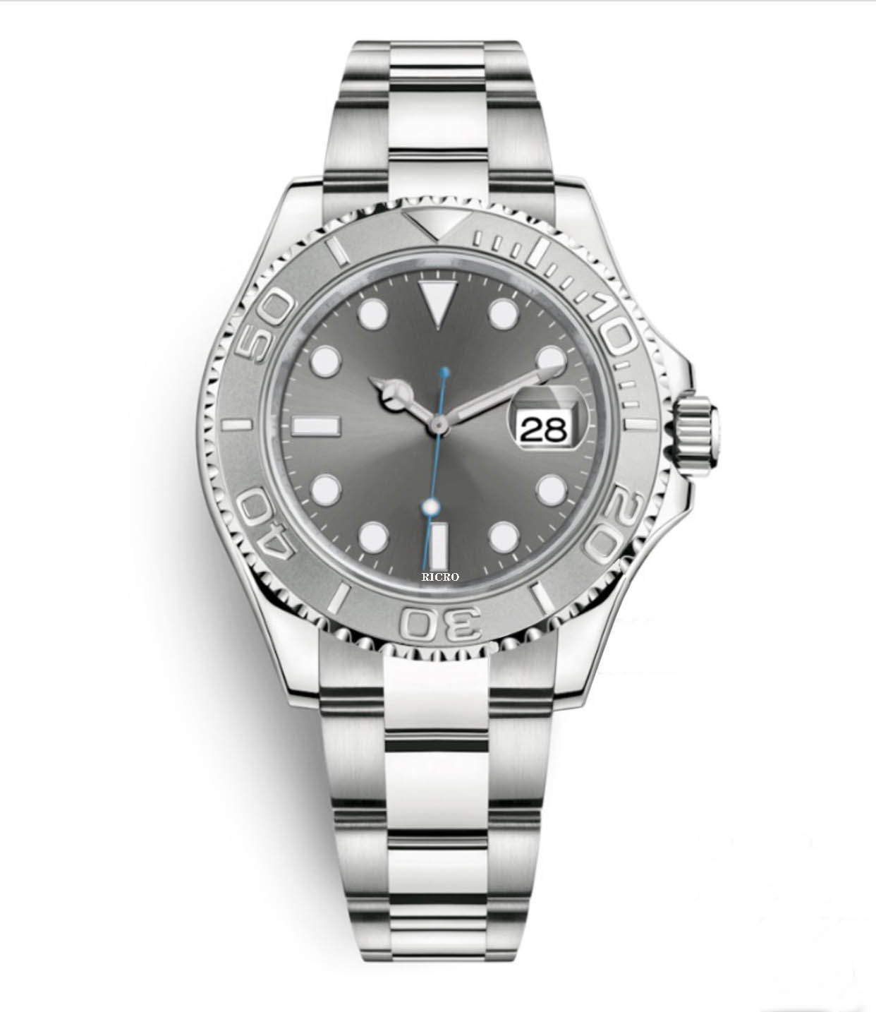 

Men's Watch Yacht Style 40mm Silver Dial Master Automatic Mechanical Sapphire Glass Classic Model Folding Buckle Clasp WristWatch, Custom payment