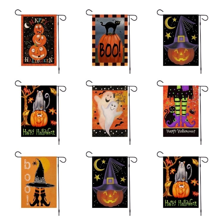 

Banner Flags 47*32cm Halloween Garden Flag linen yard flag Halloween decoration 7 style Party Supplies T2I52379/By Sea