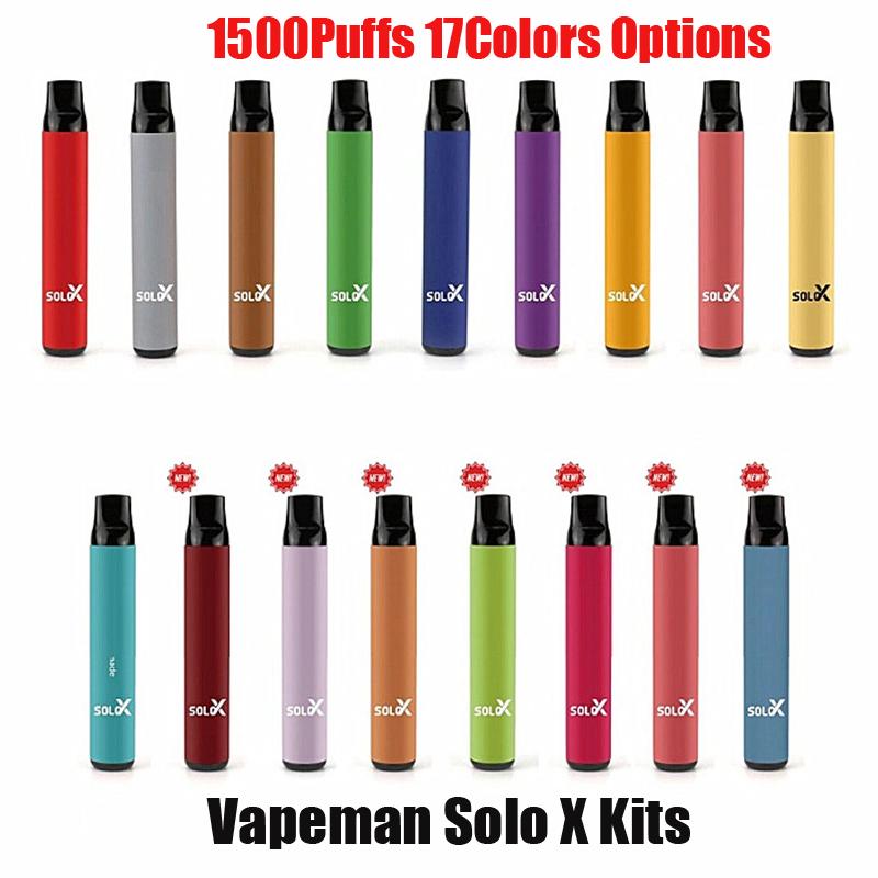 

Vapeman Solo X Disposable cigarettes Pod Device 850mAh 1500 Puffs 4.2ml Prefilled Vape Pen Stick Bar Starter Kit DHL