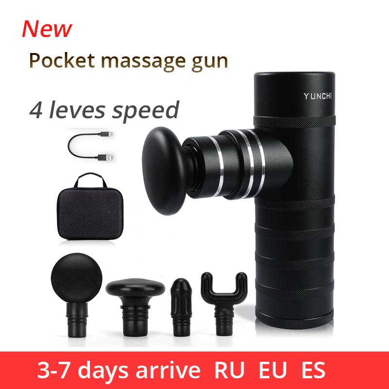 

Mini Massage Gun Electric Massager for Body Relax Deep Muscle Vibration Relief Pain 4 Speeds with 4 Massage Heads