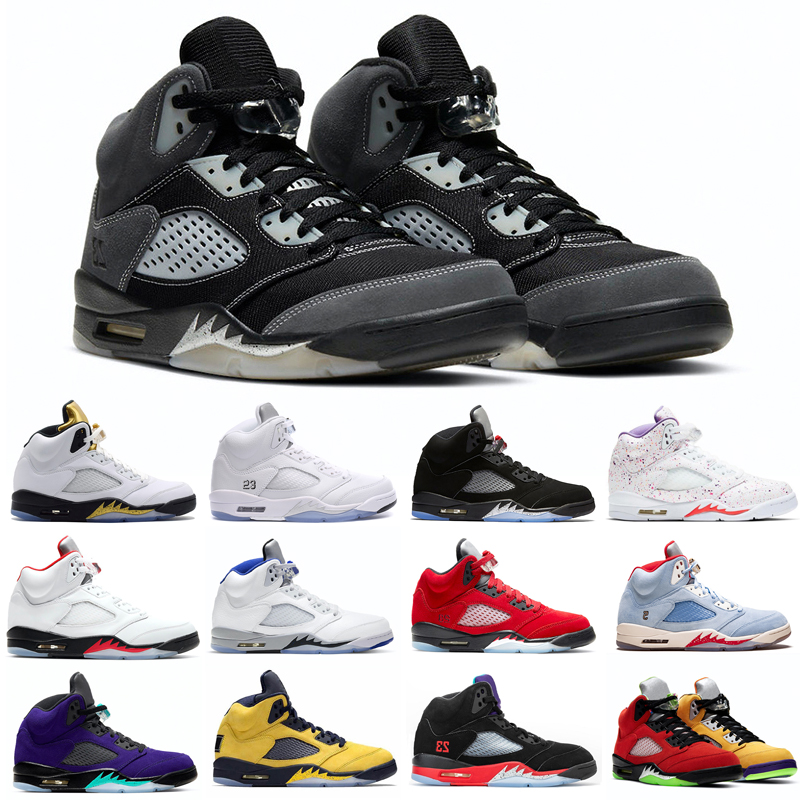 

Breathable 5 5s men basketball shoes Raging Bull oregon ducks bluebird Wings Anthracite Stealth Pink Foam mens trainers sports sneakers, #1