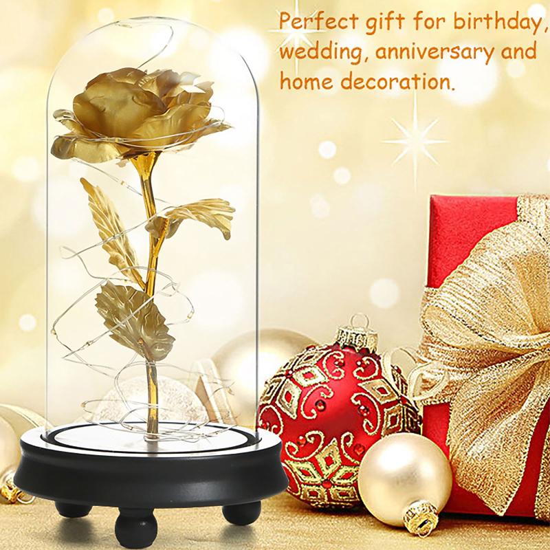 

Red Rose In A Glass Dome On A Wooden Base For Valentine'S Gifts LED Rose Lamps Christmas Women Girlfriend Anniversary Gift, Love frame