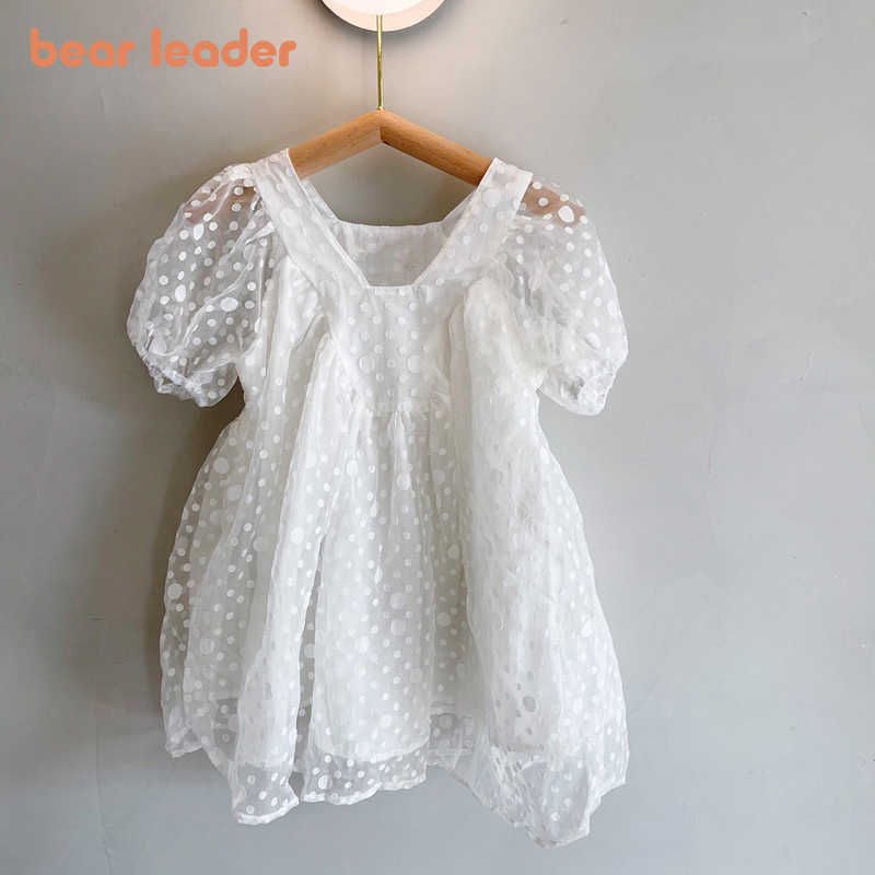 

Bear Leader Summer Princess Girls Dresses Girls Baby Polka Dot Costumes Children Wedding Sweet Vestidos For 1-6 Years 210708, Ah6565white