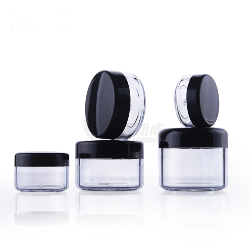 

Plastic Cosmetic Cream Test Jar Mini Sample Bottle 3g 5g 10g 15g 20g with Colorful Cap Clear Cosmetics Lotion Container
