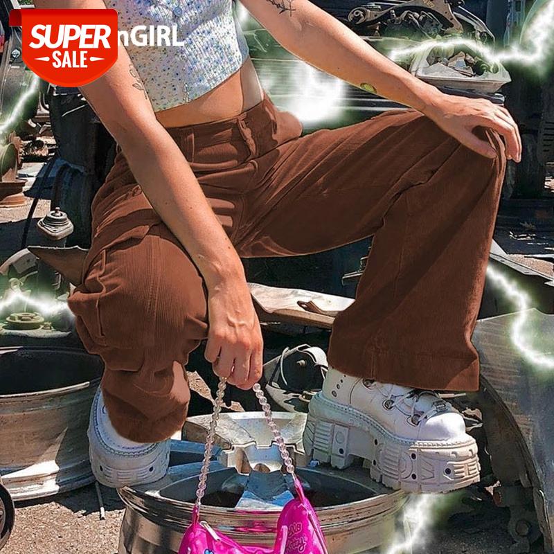 

HEYounGIRL Casual Loose High Waist Long Trousers Ladies Fashion Brown Corduroy Pants Capris Pocket Skinny Sweatpants Autumn 2020 #6N8d, Black;white