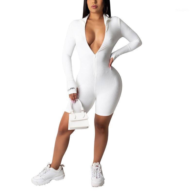 

Ladies Skinny Casual Clubwear Playsuits Women Fashion Sexy Bodycon Playsuit Autumn Long Sleeve Zipper Jumpsuit Streetwear Women's Jumpsuits, As photo shows