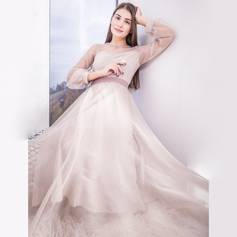 

Vintage Lace Patchwork A=line Party Sleeve o Neck Solid Elegant Casual Long 2021 Spring New Women 743k, As picture