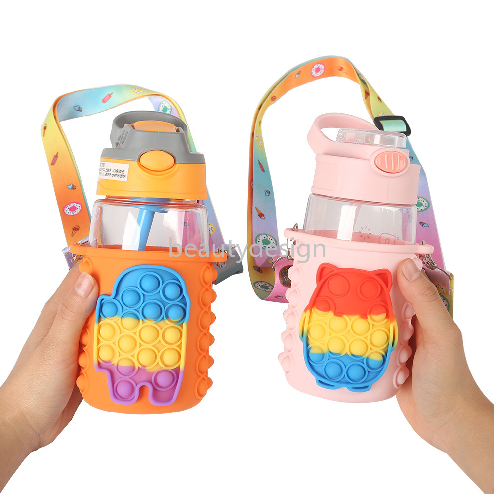 

NEW!!! Anti-slip and Drop-proof Heat Insulation Cover Party Favor Silicone Cup Cover Water Bottle Holder Push Bubble Squishy Fidget Toys Str