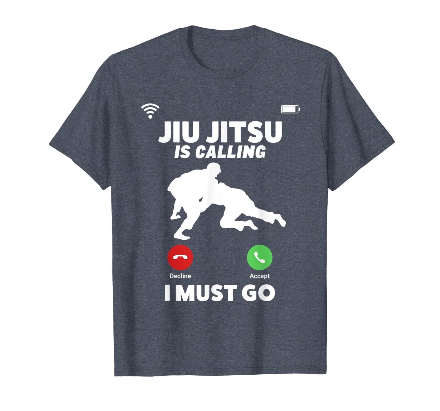 

jiu jitsu is calling i must go funny phone screen shirt, White;black