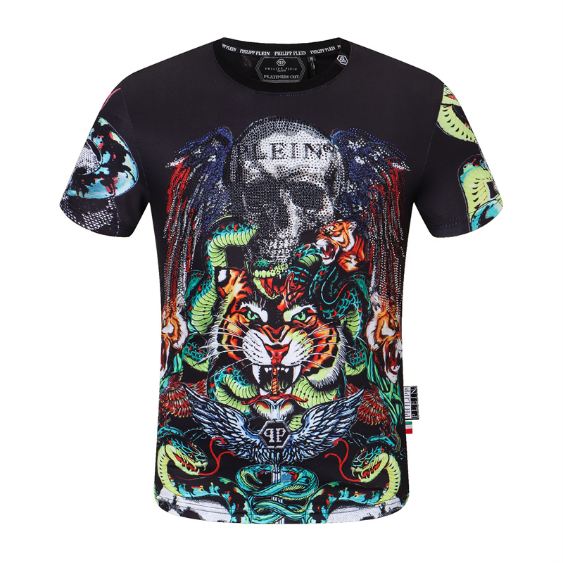 

2021 Plain Men T Shirts Cotton Women Clothes Funny Short Sleeve O Neck Tees Printing Phillip T-Shirts PP top001, Black