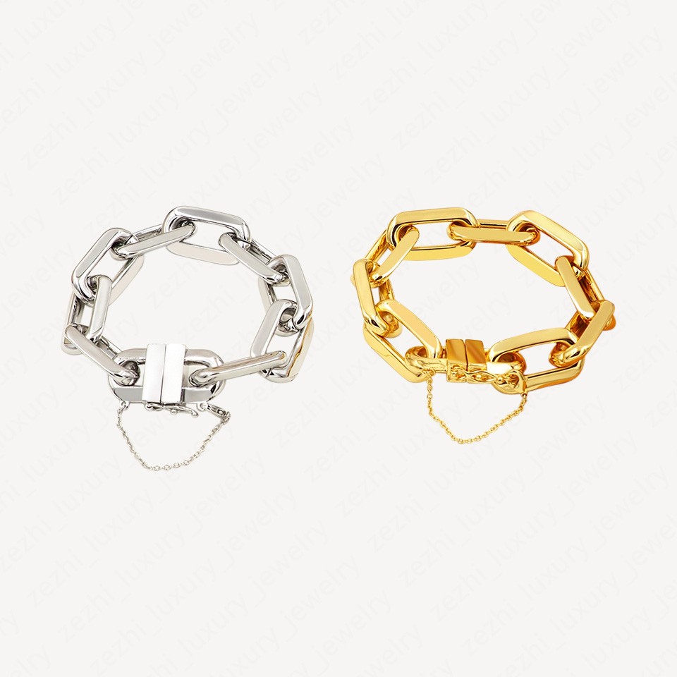 

European And American Chains Hip-Hop Tide Men Charm Bracelets Stainless Steel 18k Gold Plated Bracelet Fashion Accessories With Jewelry Pouches Wholesale