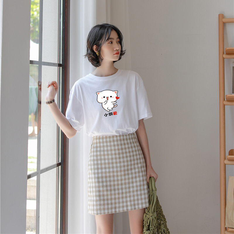 

2021 New Harajuku Lolita Plus Size Cotton Tshirt Beautiful Summer Leisure Clothes of the Female Graphic Drawings Streetwear Tops I0uk, White