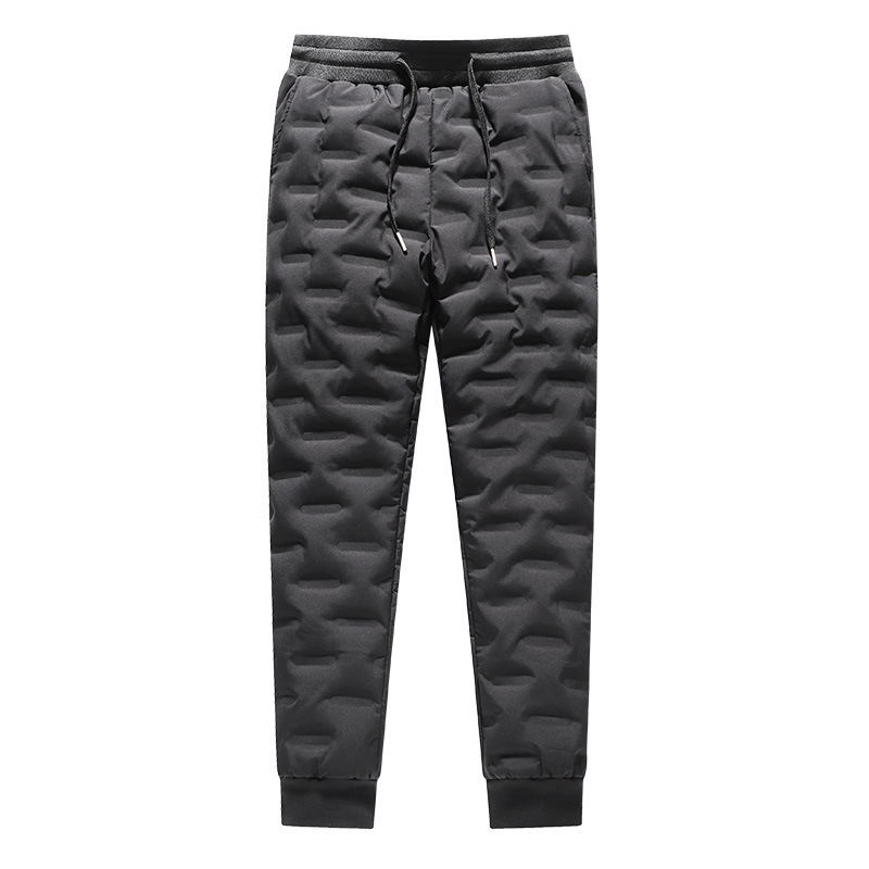 

2021 New Male Winter Casual Jacket Down Hot Plus Veet Sweatpants Thick Joggers Men's Pants 2ldm, Black