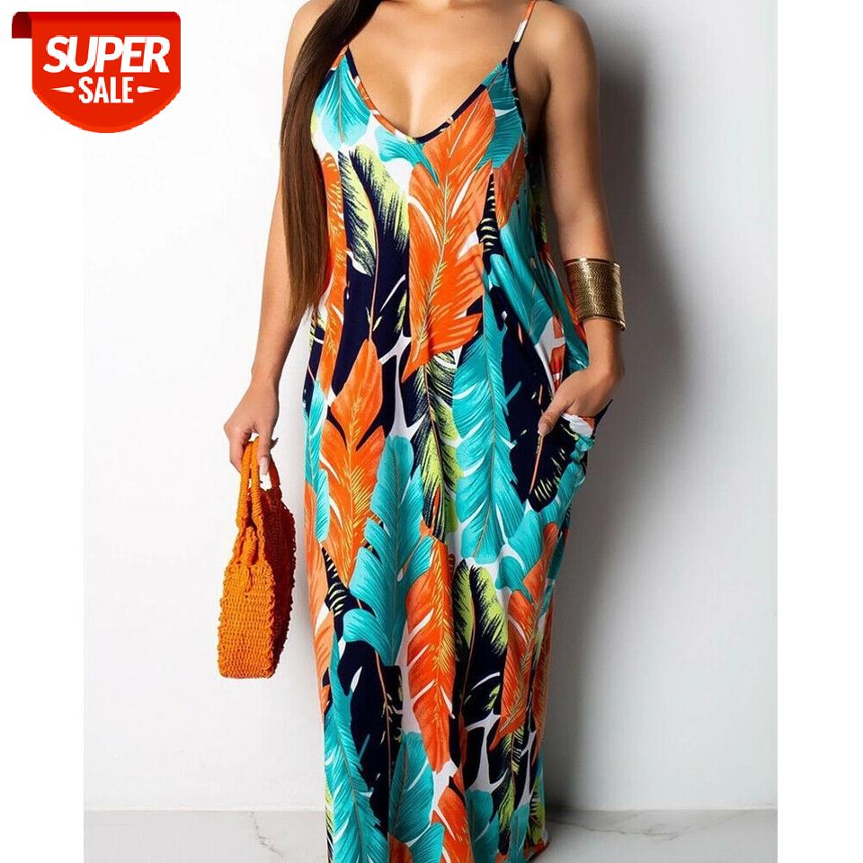 

Fashion Women's Maxi Long Boho Dress Hot V Neck Sleeveless New Floral Summer Beach Cocktail Party Loose Sundress #Rl8j, Black;gray