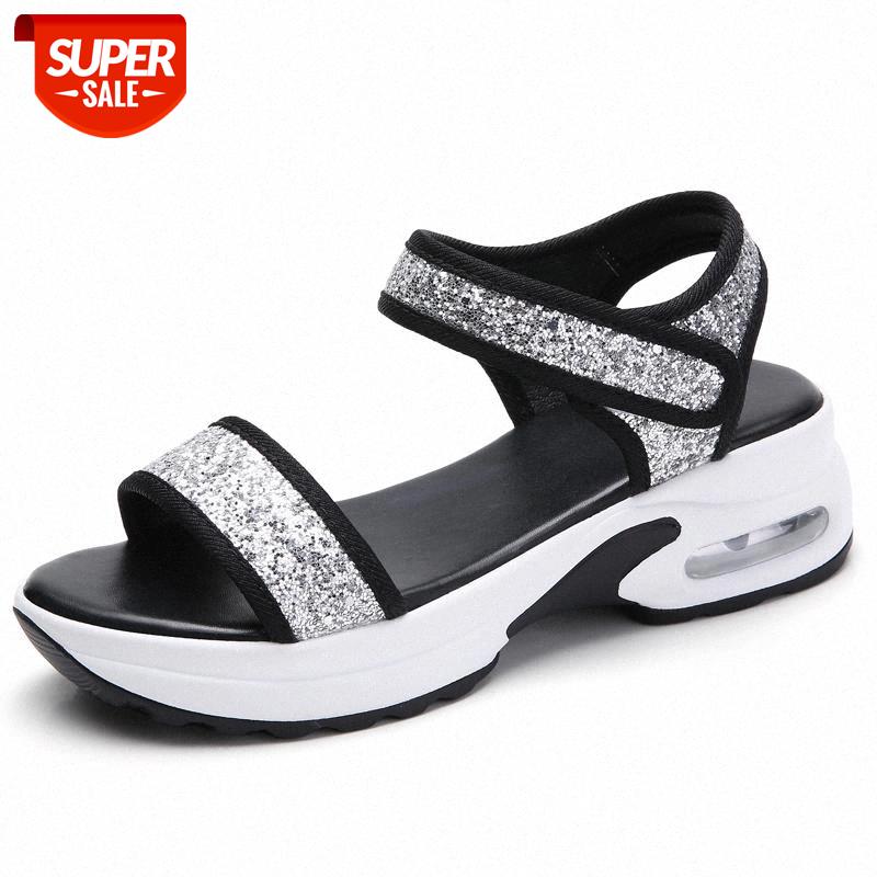 

2020 Women Sandals Wedges Heel Flat Shoes Bling Female Beach Gladiator Sandals Ladies Summer Platform Shoes For Women #aP6v, Black