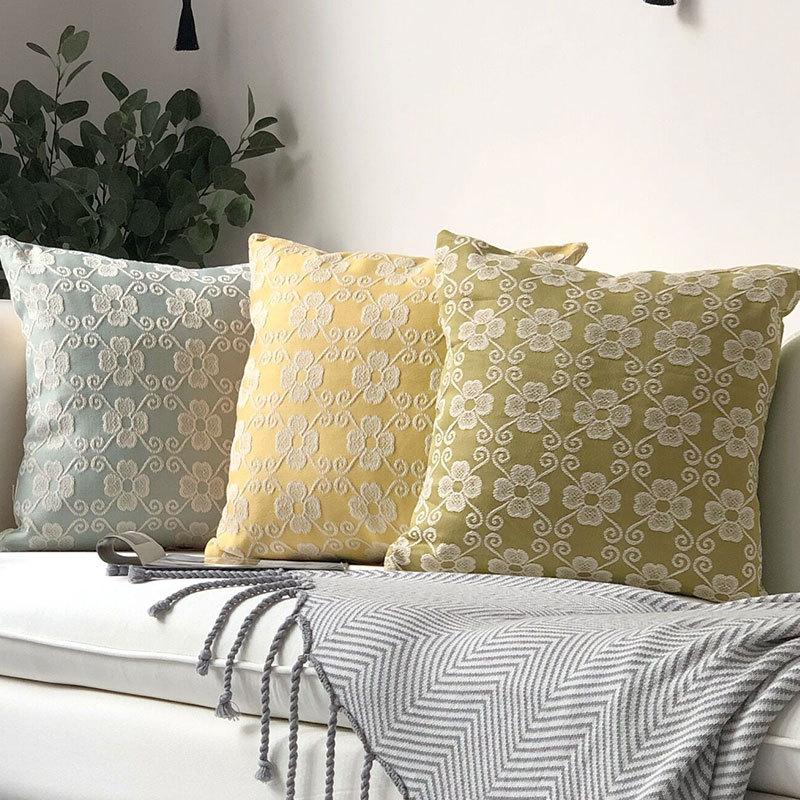 

Cushion/Decorative Pillow Jacquard Cover Home Decor Floral Cushion Yellow Blue Green Red Coffee Decoration Pillowcase Decorative Pillowsham