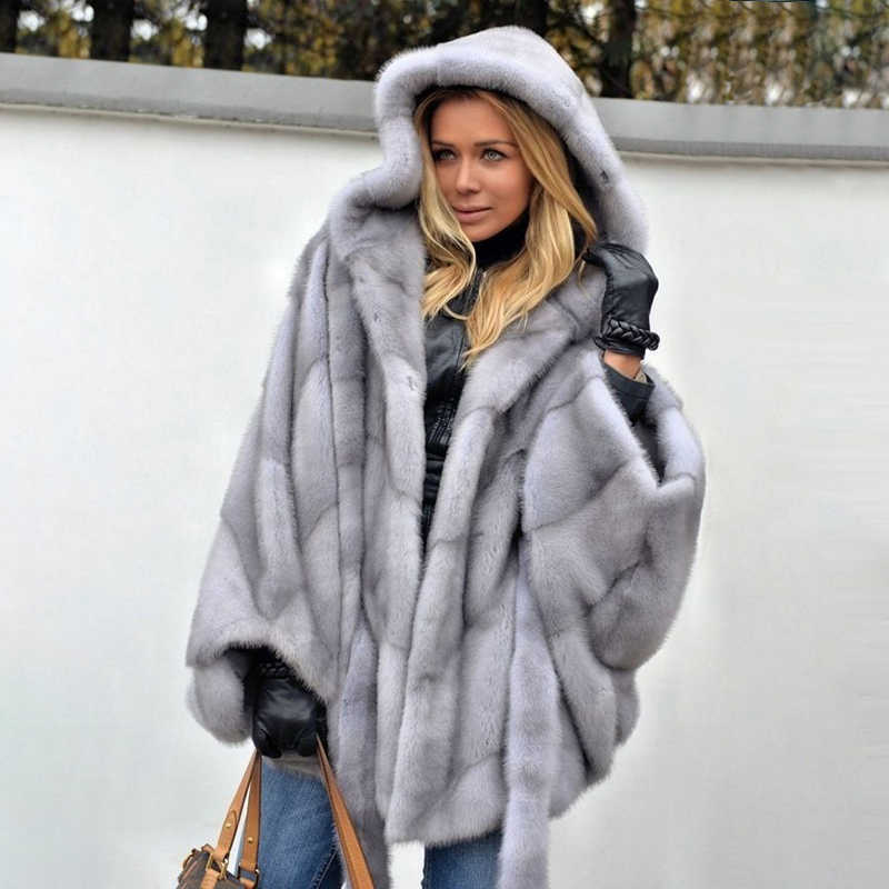 

2020 Mink Fur Coat Winter Fashion Imitation Women's Warm Top Elegant Thick New Ladies S-5XL Plus Size Y1015, Black