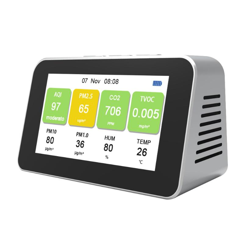 

Gas Analyzers DM601 Multi-function LCD Air Quality Monitor PM2.5 PM1.0 PM10 CO2 TVOC Particle Detectors Meter Temperature Humidity